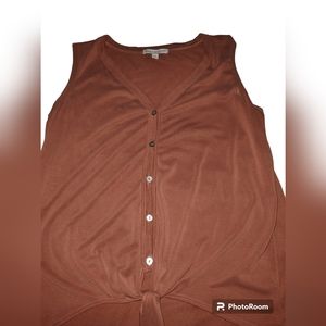 Green Envelope LA Women's Brown Sleeveless Tie Front Top Size Medium